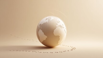 Soft minimal globe and footprints symbolizing global exploration for World Tourism Day designs