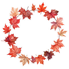 Fall Leaves Garland, watercolor vector, isolated on a white background.