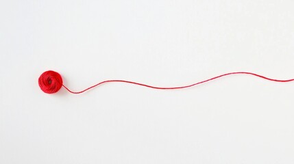 Single Red Thread Symbolizing Human Connection and Unity Concept