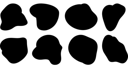 Organic shape round abstract blob form set with soft liquid curves vector illustration