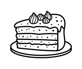 Piece of cake on a plate. Icon