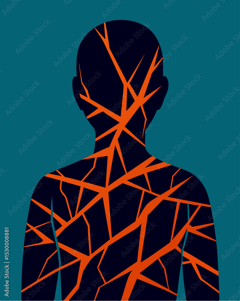 Poster the persons silhouette no longer held a unified shape instead it was filled with disjointed lines a 
