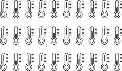 Obraz premium Repeating Pattern Black Line Thermometers White Background