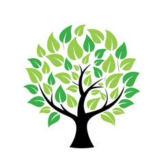 Tree with Eco Leaves Forming a Globe – Line Art Vector Icon

