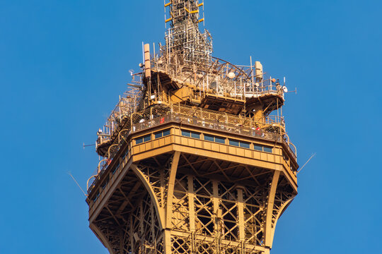 Top of Eiffel tower in Paris, France