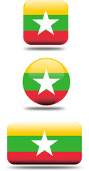 3D Flag Set of Myanmar with High Detail and Realism