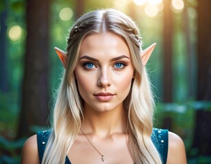 portrait of a young elf in the forest