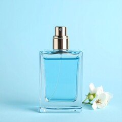 perfume bottle on a blue background