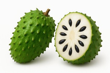 Exotic Green Soursop Fruit with Sculpted Black Seeds