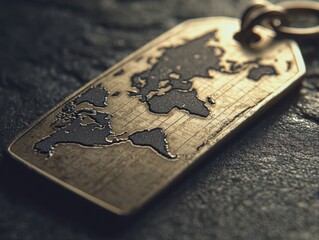 Close-up of a world map pendant.