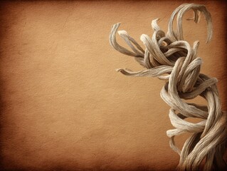 Intricate, twisted plant stem against a textured backdrop.