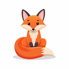Obraz premium Illustration of a cartoon fox sitting with its tail curled around its body