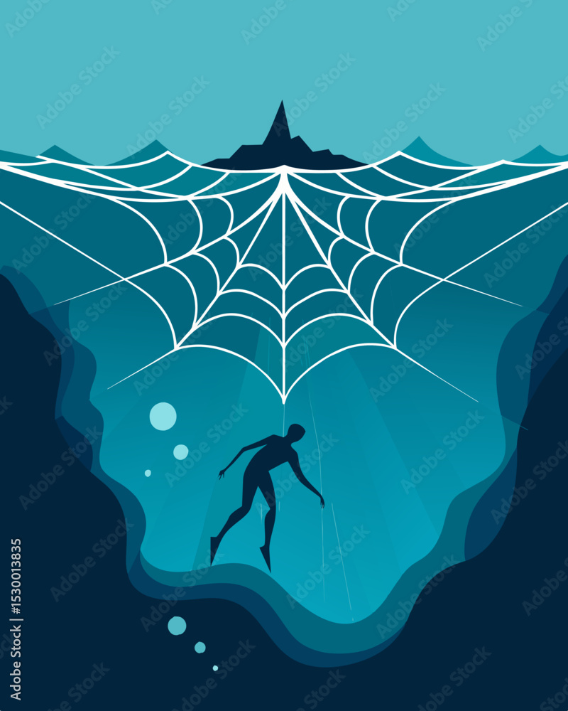 Aufkleber the surface of the water is calm but beneath it lies a tangled web of deceit that ensnares the perso