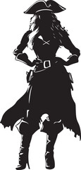 Pirate Woman Silhouette Vector Illustration on Transparent Background