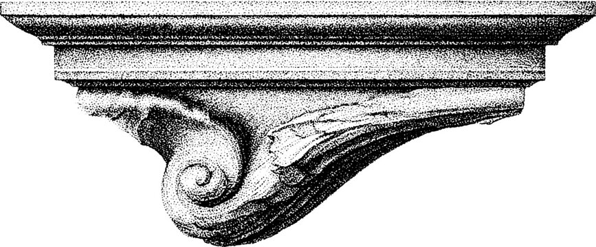 Ancient greek triglyph and metope fragment dotwork art for historical design