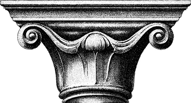 Intricate dotwork of ancient greek architectural fragment: triglyph and metope