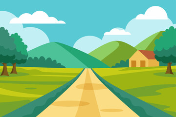 Obraz premium rural landscape with road and house