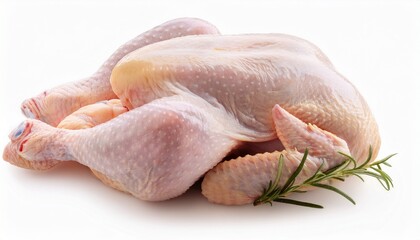 raw chicken isolated on white background full depth of field