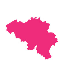 Map of Belgium, sign silhouette. World Map Globe. Vector Illustration isolated on transparent background. Europe continent.