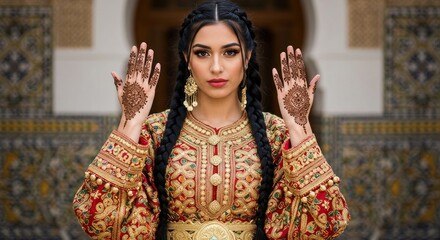 Woman in traditional dress with henna