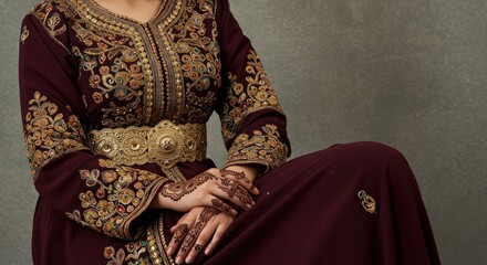 Woman in Traditional Embroidered Caftan