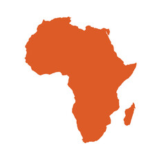 Map of Africa, sign silhouette. World Map Globe. Vector Illustration isolated on transparen background. African continent.