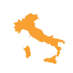 Map of Italy, sign silhouette. World Map Globe. Vector Illustration isolated on white background. Europe continent.