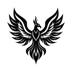 Phoenix Rising with Wide Fiery Wings vector illustration