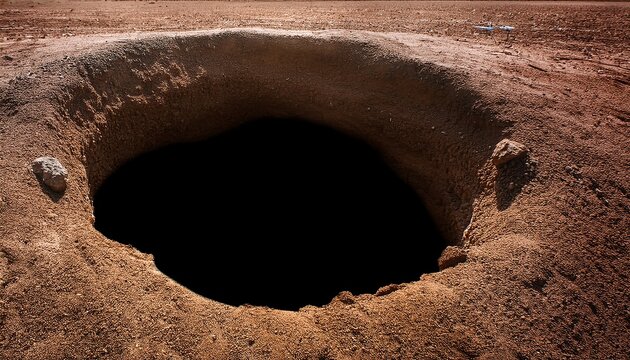 hole in ground isolated deep earth nature land surface texture dig pit burrow soil