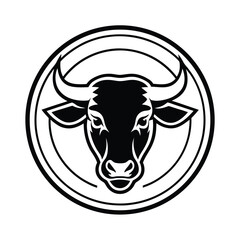 Vintage Bull Head in Rustic Badge Design vector illustration