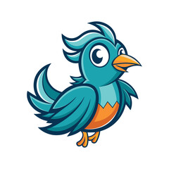 Cartoon Bird in Whimsical Bright Style vector illustration