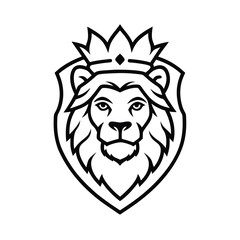 King Lion with Royal Crown Elements vector illustration
