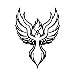 Phoenix Rising with Flames and Wide Wings vector illustration