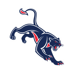 Sleek Panther with Dynamic Navy and Red Curves vector illustration