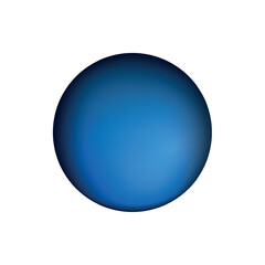 Glass blue ball or precious pearl. Glossy realistic ball, 3D abstract vector illustration highlighted on a white background. Big metal bubble with shadow.
