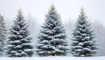 Fototapeta premium christmas pine tree covered with snow isolated background