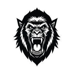 Dynamic Gorilla Head with Intense Sketch Lines vector illustration