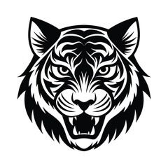 Fierce Tiger Stare with Intense Expression vector illustration