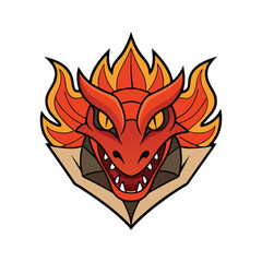 Strong Fierce Dragon Breathing Fire vector illustration