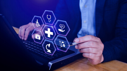 Health care and medical insurance concept. Access to welfare health, health insurance business. protection health, family medicine concept.