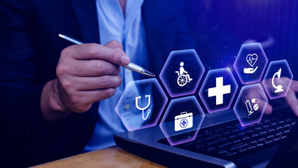 Health care and medical insurance concept. Access to welfare health, health insurance business. protection health, family medicine concept.