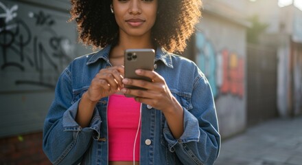 Young woman using a smartphone outdoors
