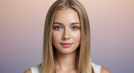 Young woman with flawless skin and light blonde hair