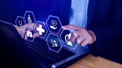 Health care and medical insurance concept. Access to welfare health, health insurance business. protection health, family medicine concept.