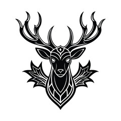 Regal Deer Design with Symmetrical Antlers vector illustration