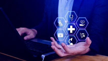 Health care and medical insurance concept. Access to welfare health, health insurance business. protection health, family medicine concept.