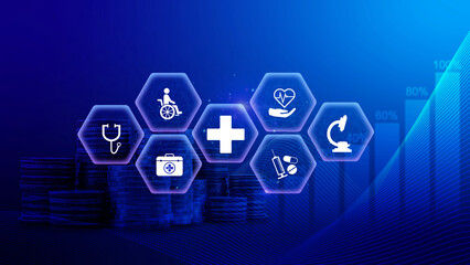 Health care and medical insurance concept. Access to welfare health, health insurance business. protection health, family medicine concept.