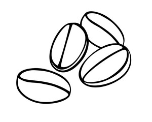 Coffee beans, coffee - vector linear image for logo, pictogram or coloring. Outline. Coffee for coloring.
