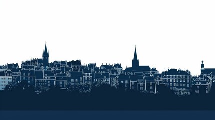 Obraz premium Silhouette of Chateau de Bonaguil against clear sky, bold architectural shapes and contrasting cityscape outlines