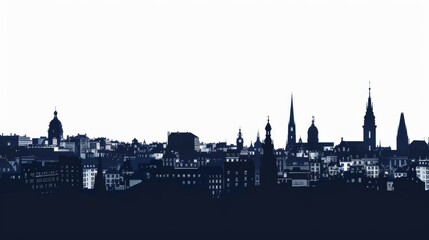 Fototapeta premium Saint-Etienne skyline silhouette: iconic cityscape in navy blue for commercial use and urban appeal
